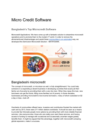 Micro Credit Software