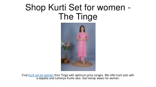 Shop Kurti Set for women - The Tinge