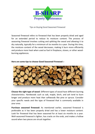 Tips on Buying Good Seasoned Firewood