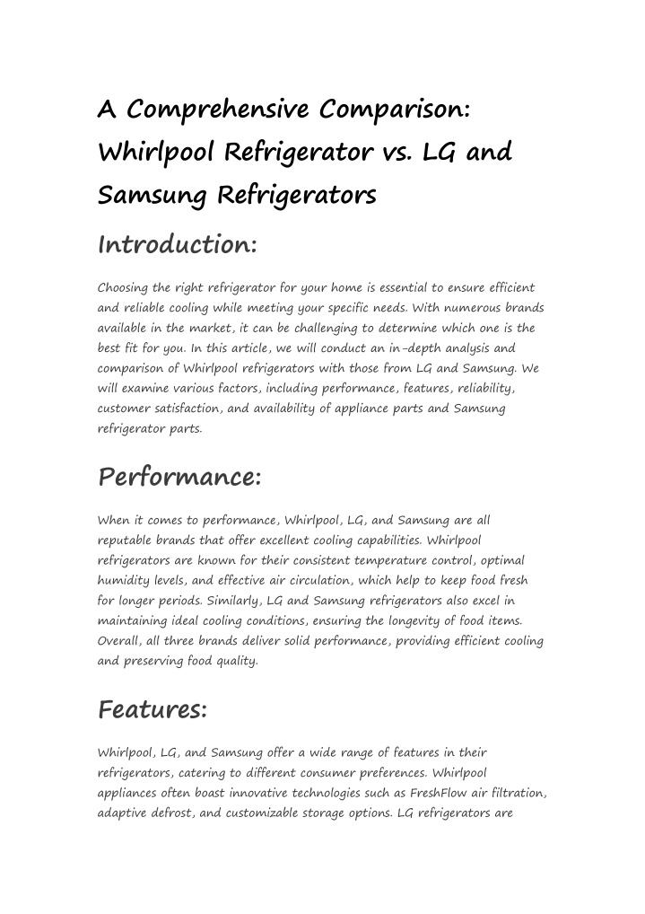 a comprehensive comparison whirlpool refrigerator