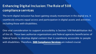 Enhancing Digital Inclusion The Role of 508 compliance services