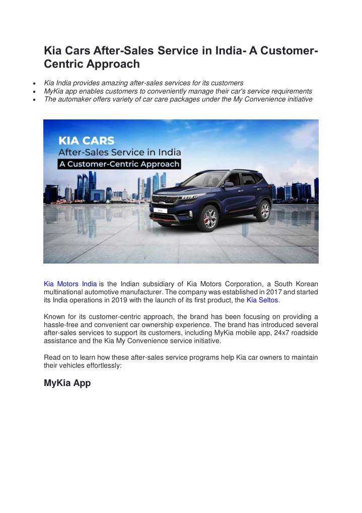 kia cars after sales service in india a customer