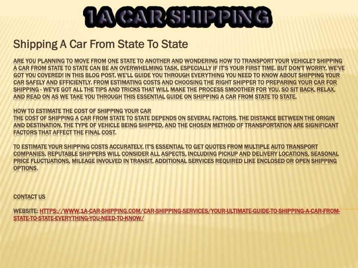 shipping a car from state to state