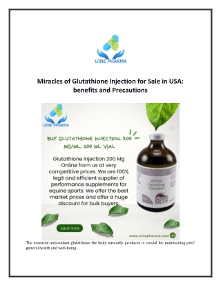 Miracles of Glutathione Injection for Sale in the USA