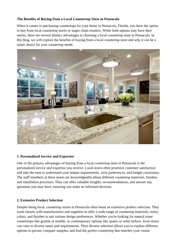 the benefits of buying from a local countertop
