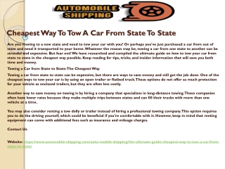 Cheapest Way To Tow A Car From State To State