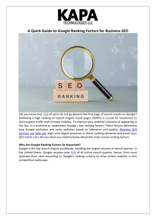 a quick guide to google ranking factors