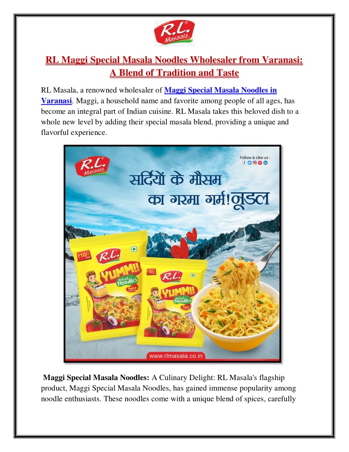 rl maggi special masala noodles wholesaler from