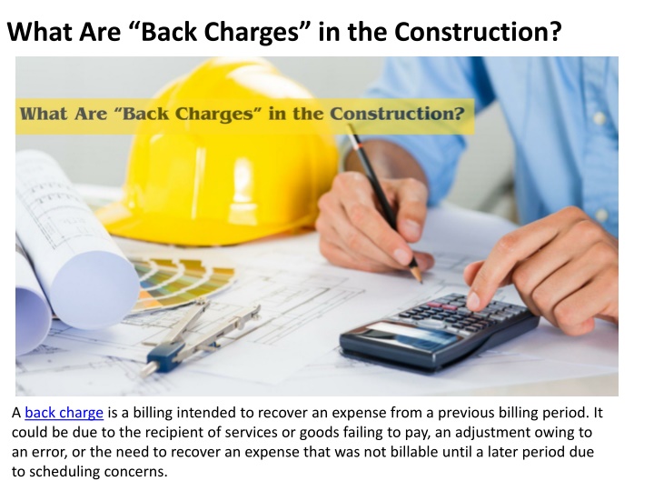 what are back charges in the construction