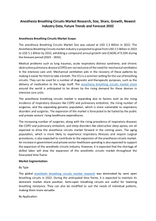 anesthesia breathing circuits market research