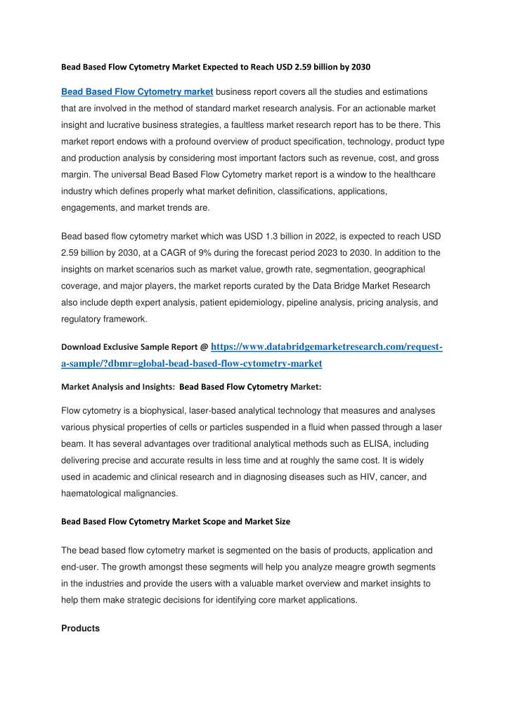 bead based flow cytometry market expected