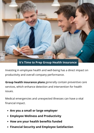 It's Time to Prep Group Health Insurance