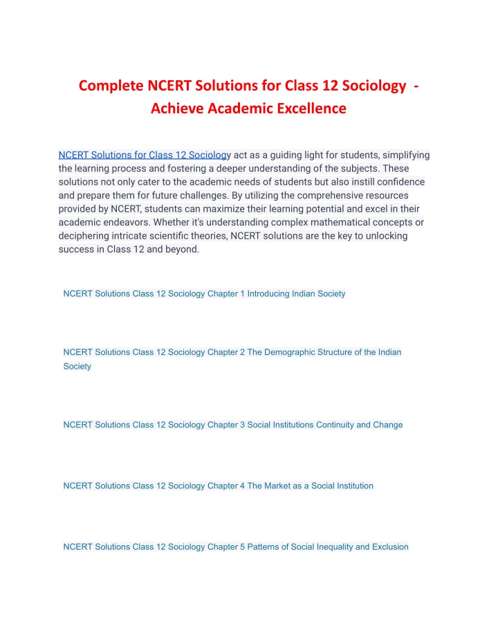 complete ncert solutions for class 12 sociology