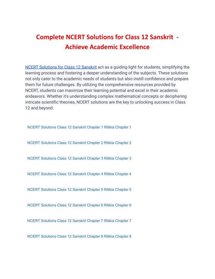 complete ncert solutions for class 12 sanskrit