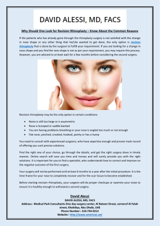 why should one look for revision rhinoplasty know