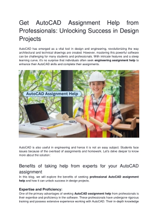 get autocad assignment help from professionals