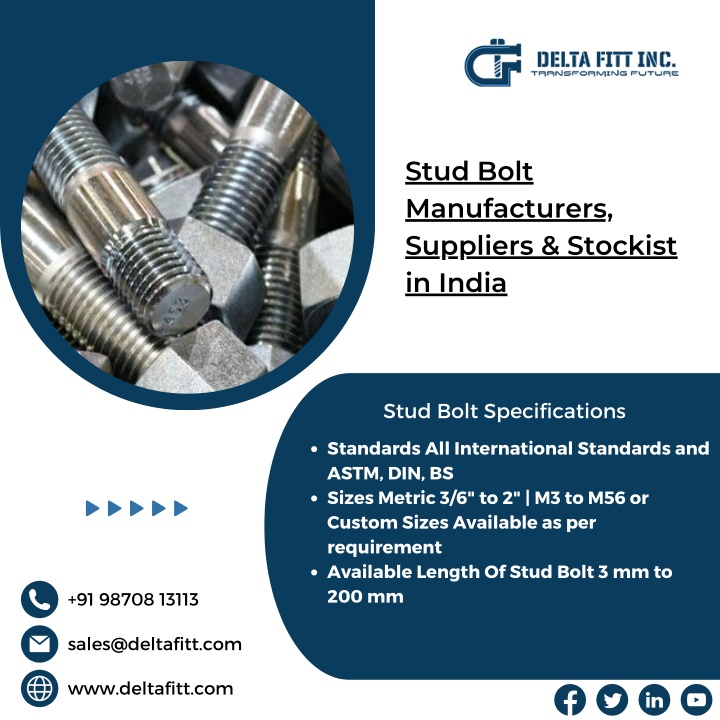 stud bolt manufacturers suppliers stockist