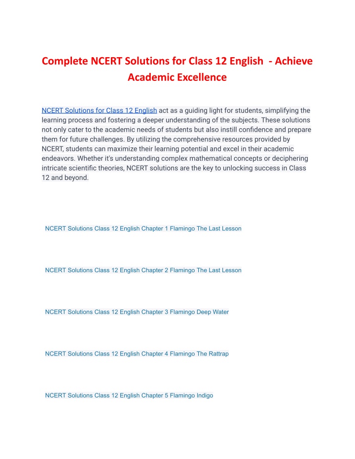 complete ncert solutions for class 12 english