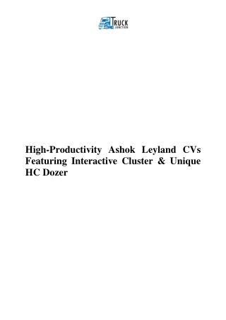 high productivity ashok leyland cvs featuring