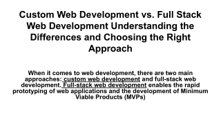 custom web development vs full stack