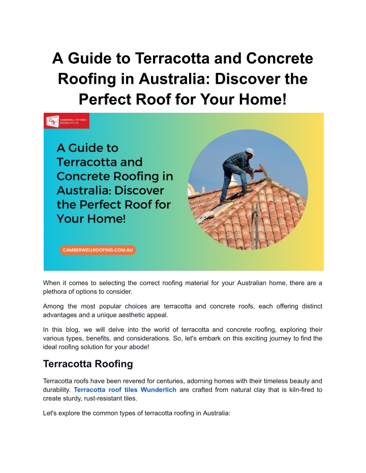 a guide to terracotta and concrete roofing