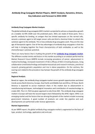 antibody drug conjugate market players swot