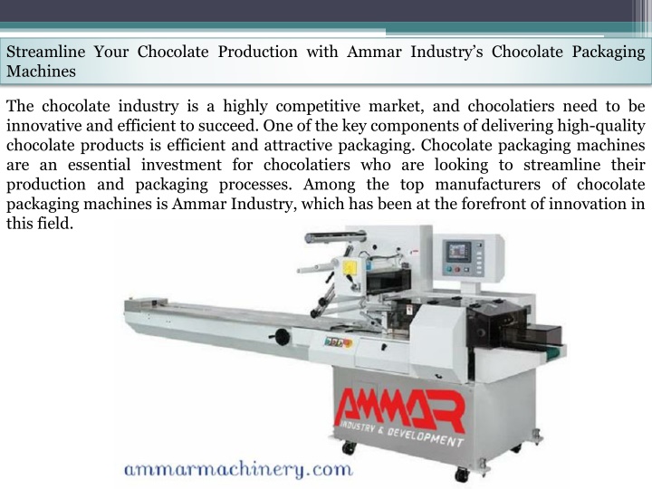 streamline your chocolate production with ammar