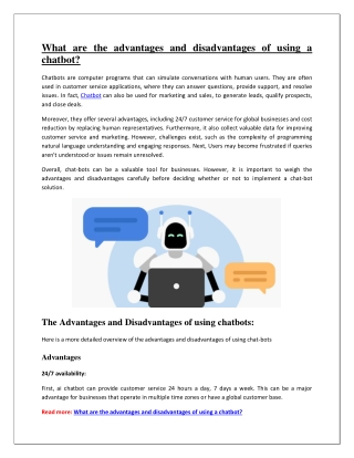 What are the advantages and disadvantages of using a chatbot
