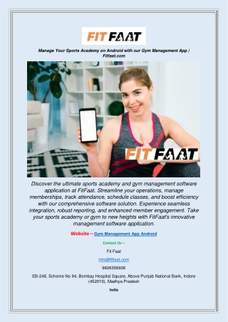Manage Your Sports Academy on Android with our Gym Management App | Fitfaat.com