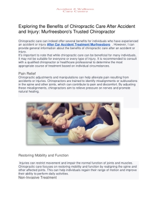 Exploring the Benefits of Chiropractic Care After Accident and Injury
