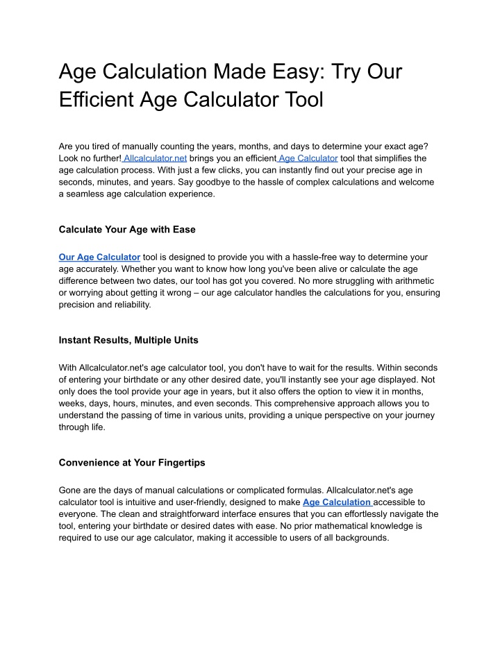 age calculation made easy try our efficient