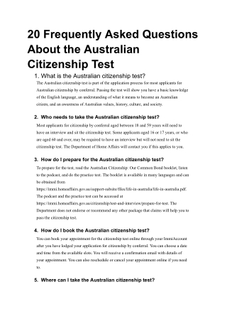 20 Frequently Asked Questions About the Australian Citizenship Test