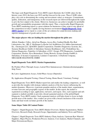 the large scale rapid diagnostic tests rdt report