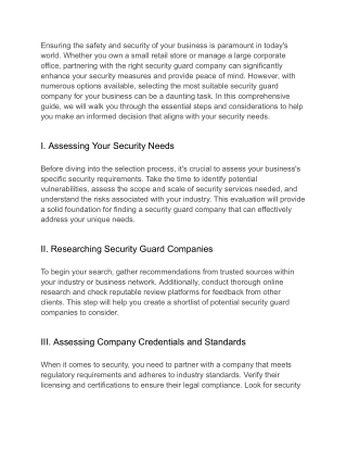 Choosing the Right Security Guard Company for Your Business_ A Comprehensive Guide