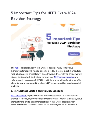 5 important tips for neet exam 2024 revision strategy