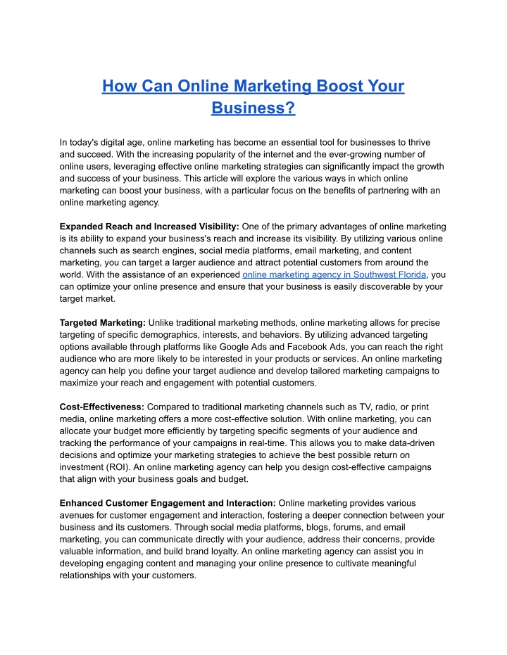 how can online marketing boost your business