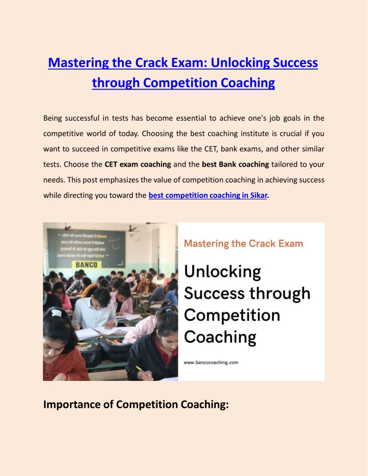 mastering the crack exam unlocking success through competition coaching