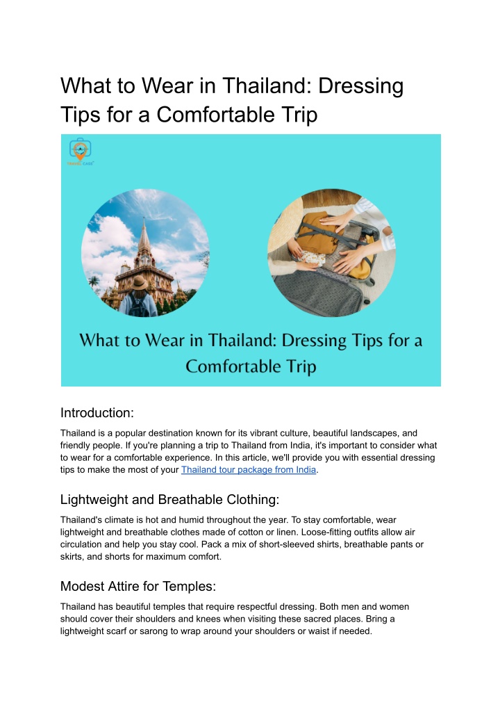 what to wear in thailand dressing tips
