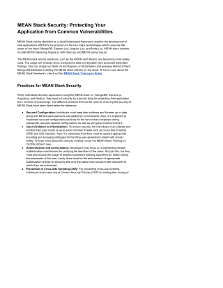 MEAN Stack Security_ Protecting Your Application from Common Vulnerabilities