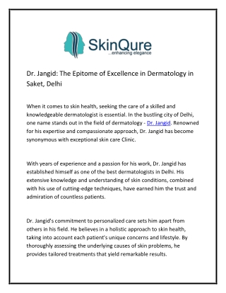 Dermatologist in Saket, New Delhi