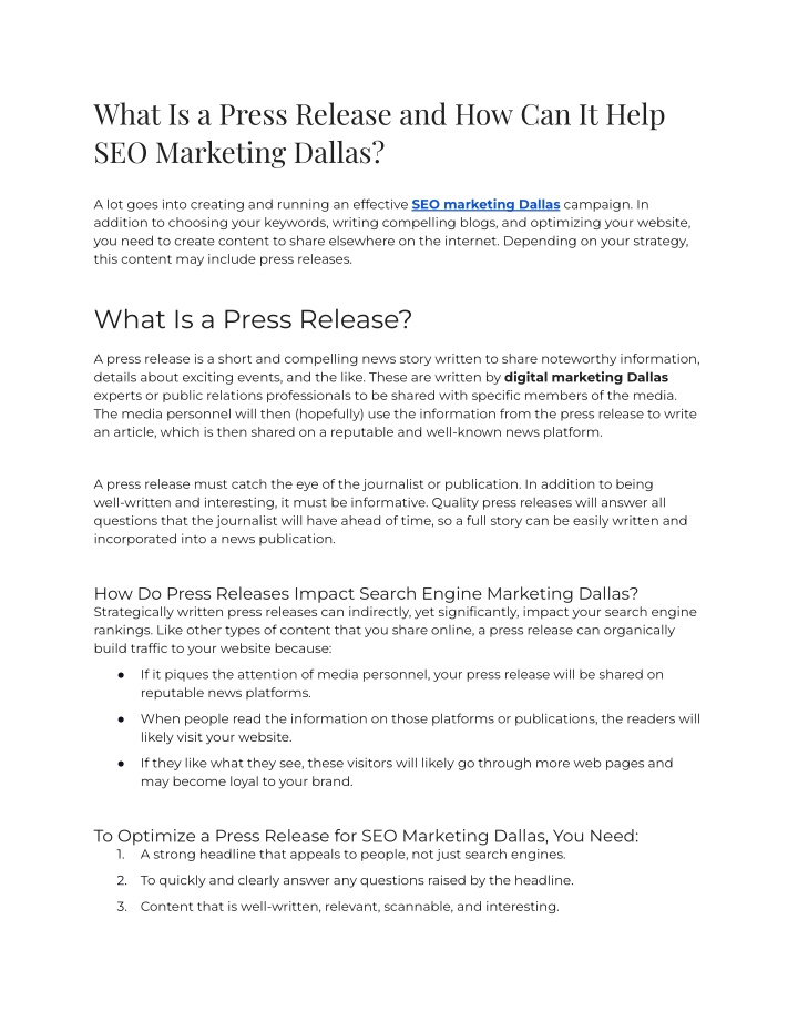 what is a press release and how can it help