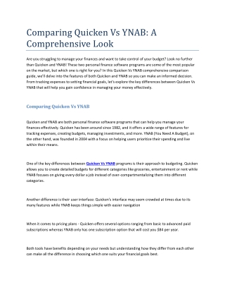 Comparing Quicken Vs YNAB: A Comprehensive Look