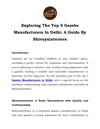 Gazebo Manufacturers in Delhi Call-9599659965
