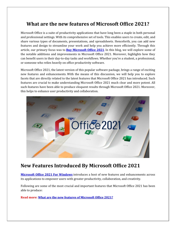 what are the new features of microsoft office 2021