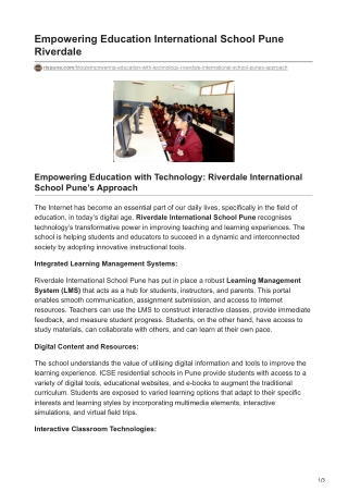 Empowering Education With Technology: Riverdale International School