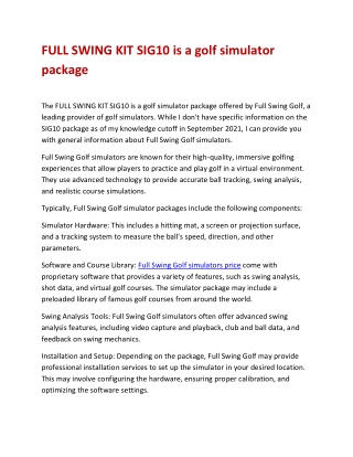 full swing kit sig10 is a golf simulator package