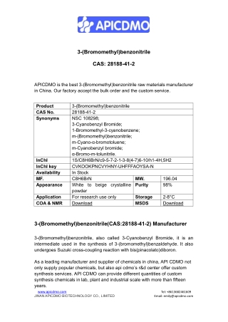 3-(Bromomethyl)benzonitrile(CAS:28188-41-2)-APICDMO