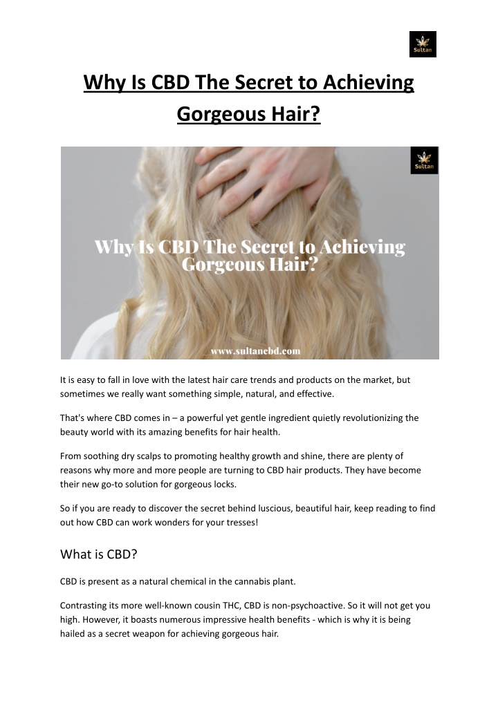 why is cbd the secret to achieving gorgeous hair