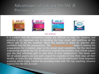 advantages of solving the ssc je previous year papers