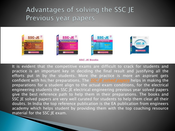 advantages of solving the ssc je previous year papers